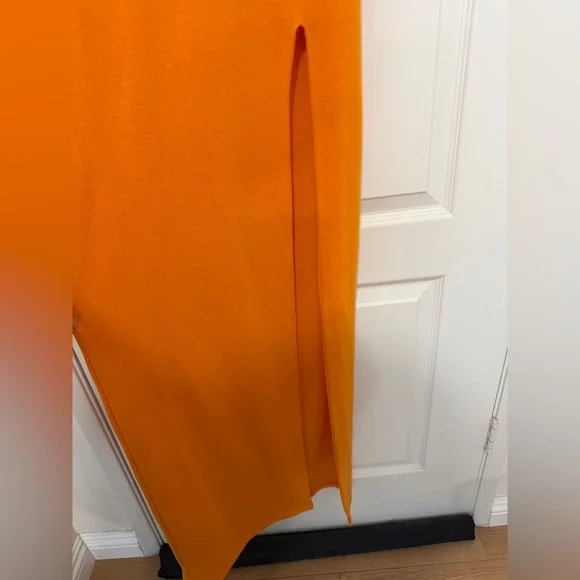 Tiger Mist Viv Maxi Dress Orange Bodycon Cutout Slit Maxi Dress Size Small NWT - Picture 7 of 8
